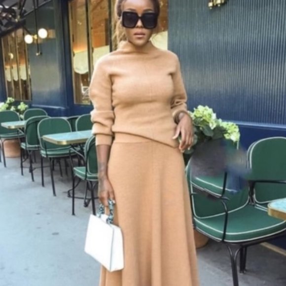Zara Dresses & Skirts - NEW Zara Camel Crew Neck Sweater + Pencil Skirt S